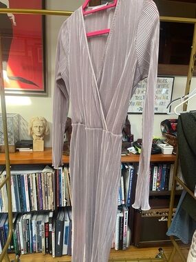 ASOS Dusty Lavender Long Sleeve Wrap Midi Dress